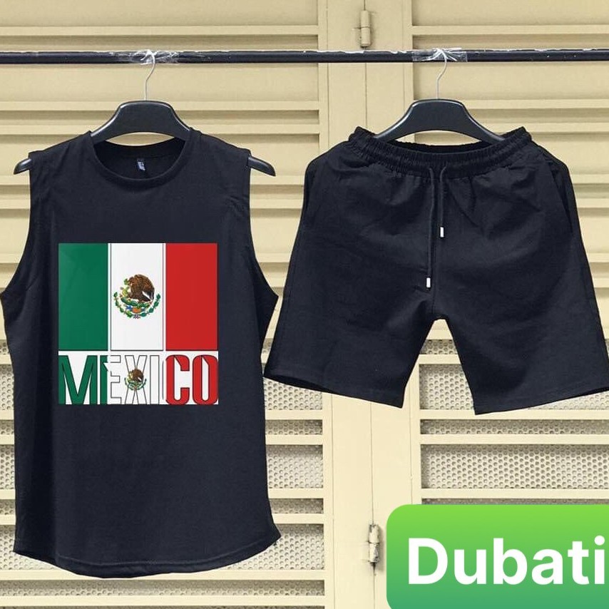 Đồ Bộ Thể Thao Ba Lỗ Mexico, Đồ Bộ Nam Phong Cách Thể Thao Mặc Nhà, Tậy Gym- Dubati Fashion