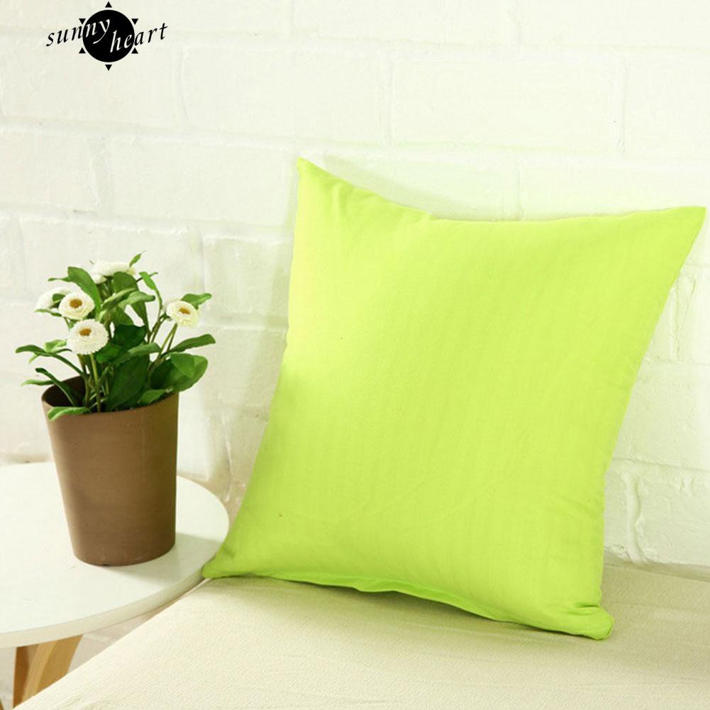 Vỏ gối vuông vải lanh màu trơn dễ thương cho trang trí sofa