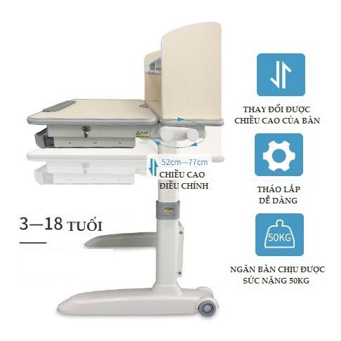 [CHÍNH HÃNG] Bàn học chống gù chống cận thông minh 1m2 xuất khẩu châu Âu ROYAL1200