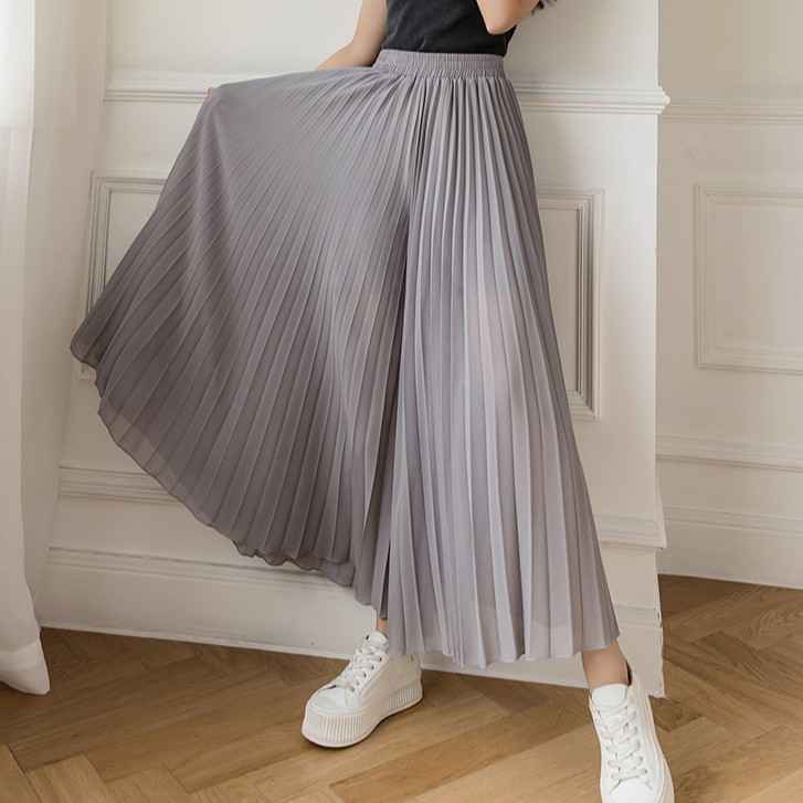 Quần culottes chiffon xếp ly ống rộng thời trang cho nữ | BigBuy360 - bigbuy360.vn