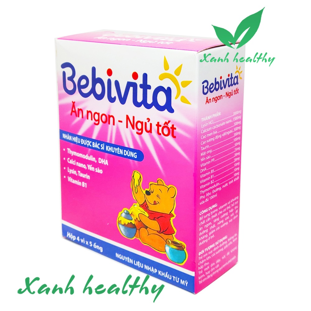 Siro giúp bé ăn ngon, giảm biếng ăn hiệu quả - Bebivita Ăn Ngon Ngủ tốt - bổ sung DHA, kẽm, taurin, vitamin - Hộp 20 ống