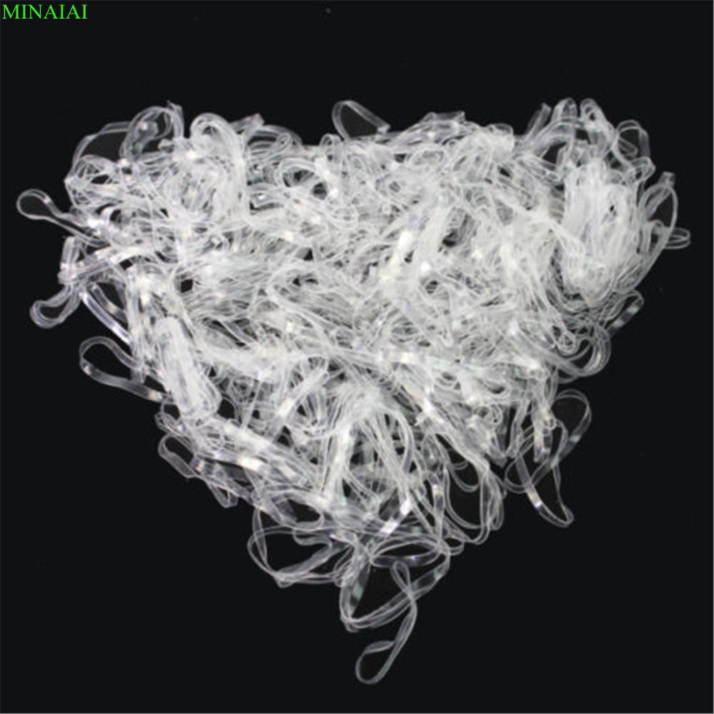 Bộ 200 dây thun cao su buộc tóc co giãn trong suốt tiện lợi dành cho nữ