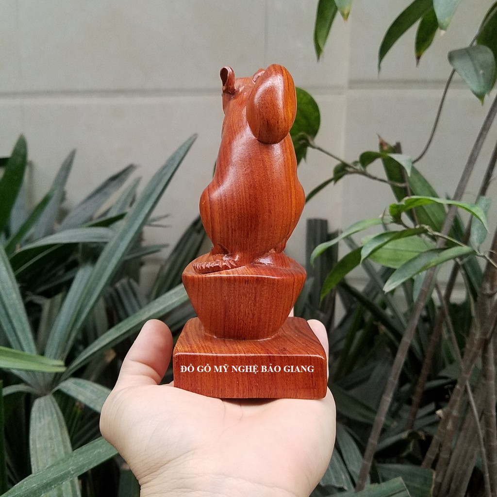 Tượng con chuột gỗ hương cao 15 cm