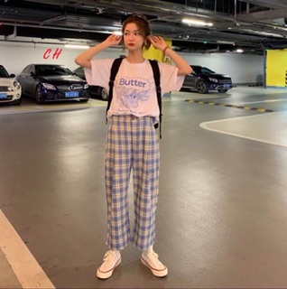 Quần kẻ đính cúc CH12