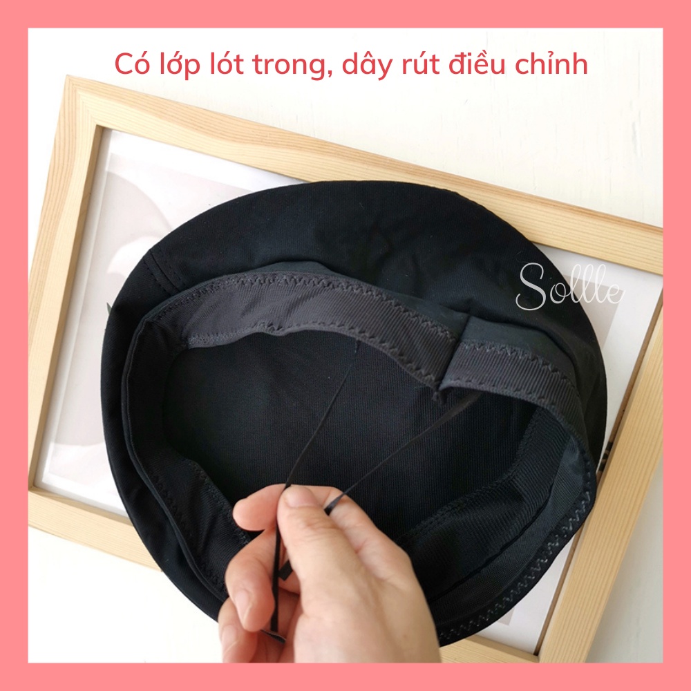 Nón mũ nồi beret trơn nhiều màu khuy M thu đông thời trang Hàn Quốc Sollle