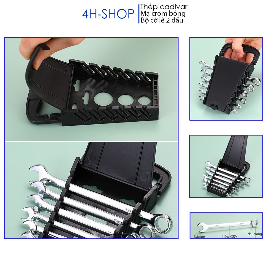 Bộ cờ lê   đầu thép không rỉ công nghiệp CRV, bộ 4 và 6 cây có vỉ đựng bền đẹp