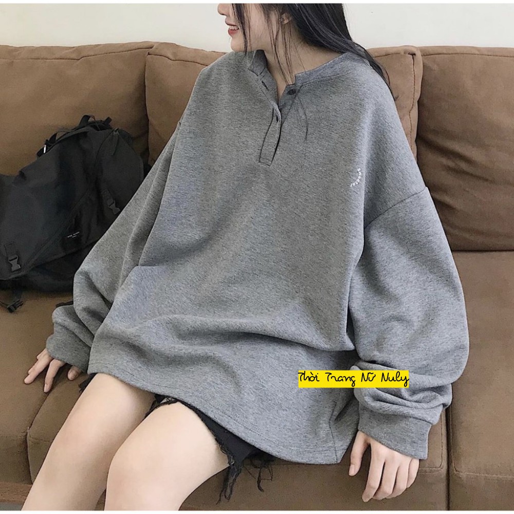 Áo sweater nỉ bông Letters NULY tay bồng, form rộng Oversize kiểu dáng Ulzzang, ASL | BigBuy360 - bigbuy360.vn