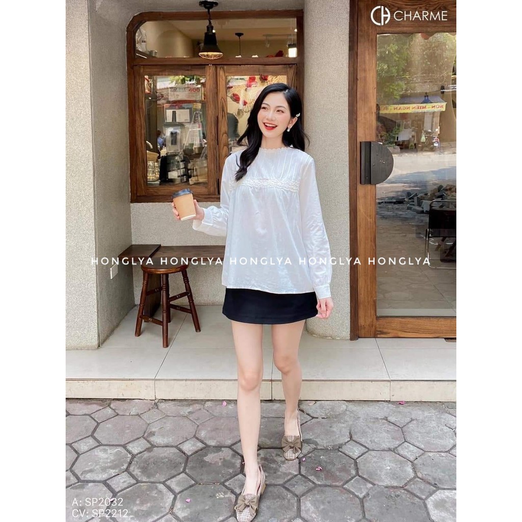 [Ảnh thật/video] Áo sơ mi cách điệu phần cổ xinh xắn freesize dưới 56kg