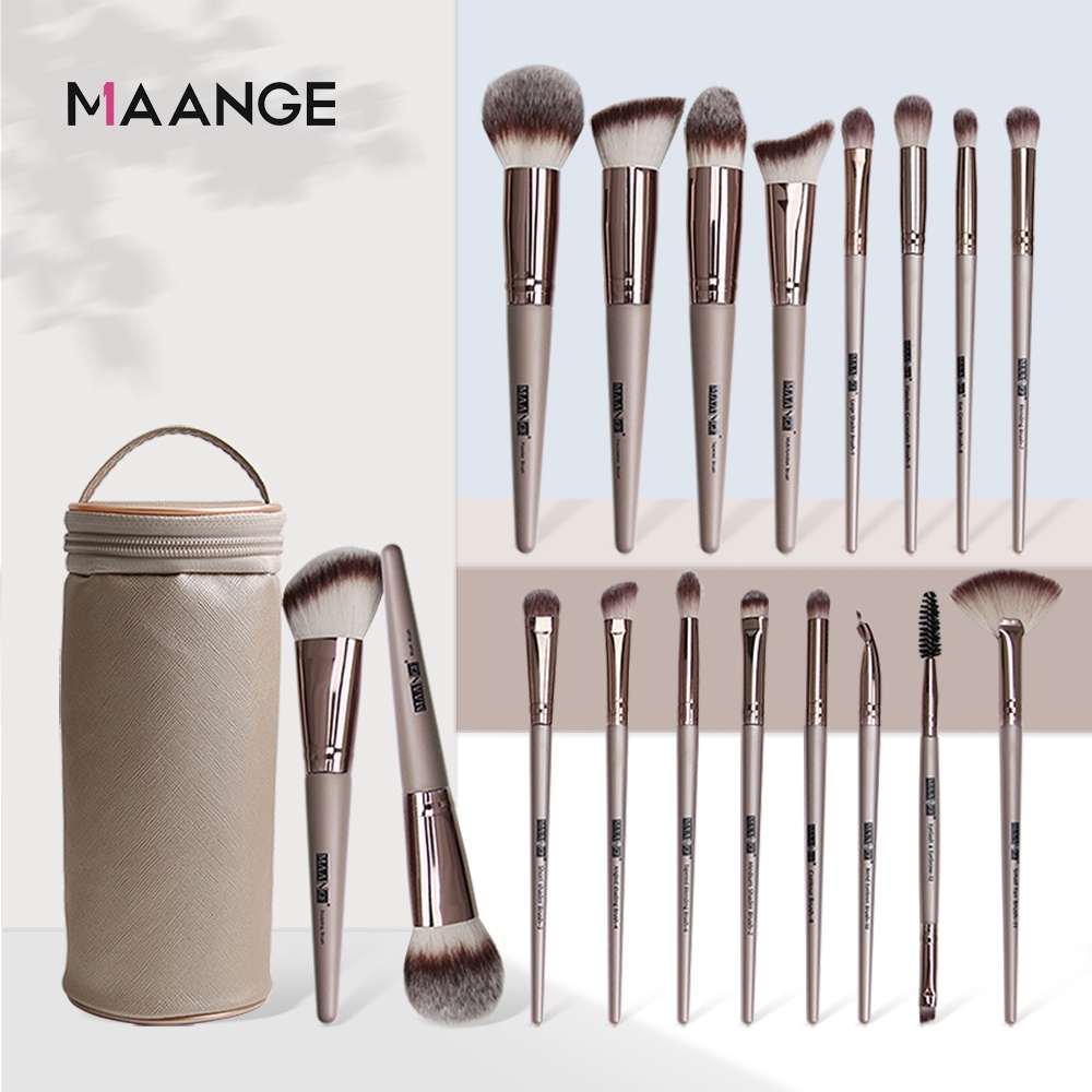 Bộ 18 Cọ Trang Điểm Chuyên Nghiệp MAANGE Kèm Hộp Cao Cấp Tổng Hợp Mặt Bộ Cọ Phấn Nền Phấn Má Hồng Cọ Phấn Mắt
