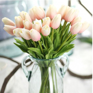 Hoa Tulip lụa hàng cao cấp cành ngắn nhiều màu - Hoa giả cao cấp