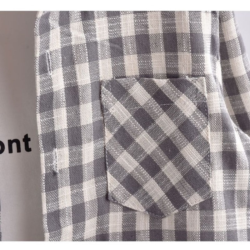 Áo sơ mi Cotton lanh tay dài họa tiết kẻ sọc thời trang xuân thu cho bé trai