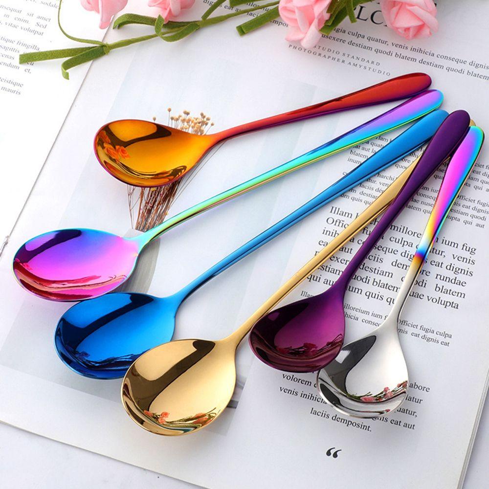 YIYU Muỗng Cà Phê Cán Dài Nhiều Màu