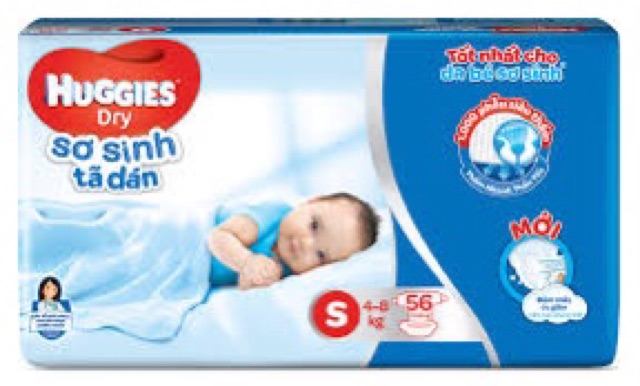 (Mẫu mới bọc kén con tằm)  Tã dán S56  Huggies