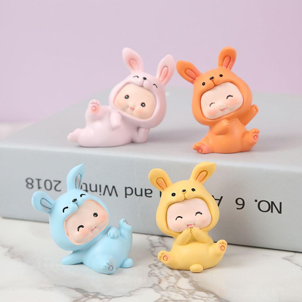1 Tượng Hình Thỏ Con Bằng Nhựa Resin Để Bàn Trang Trí Nhà / Văn Phòng / Xe Hơi