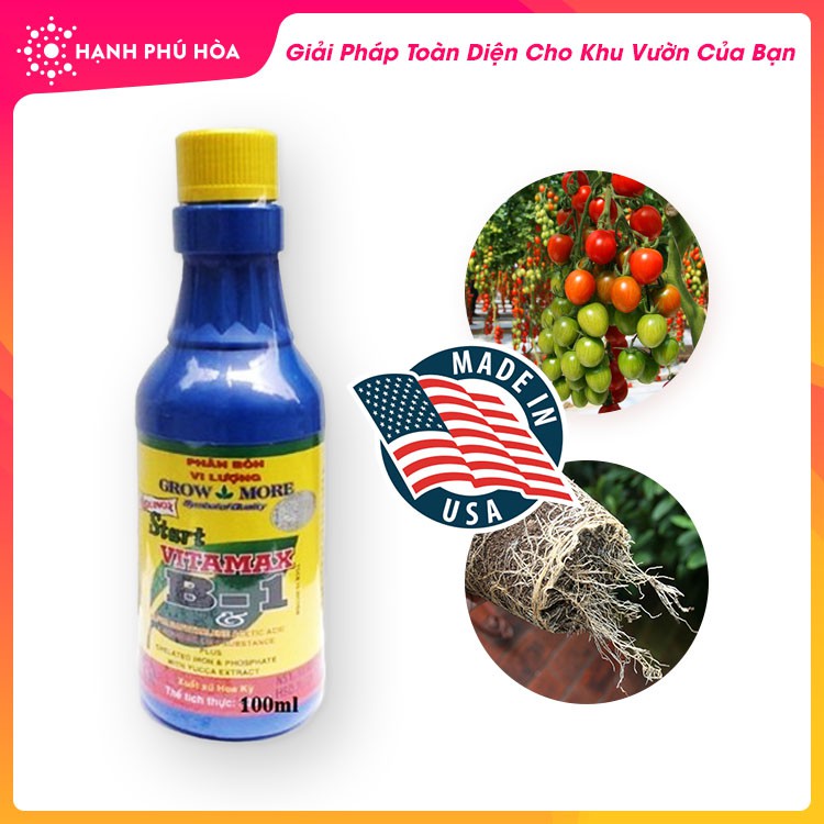 Phân Bón Lá Đa Lượng Vitamin B1 GROW MORE Của Mỹ 100ml/Chai- Phát Triển Chồi, Đọt Mạnh, Ra Lá Nhanh, Nuôi Trái Lớn Nhanh