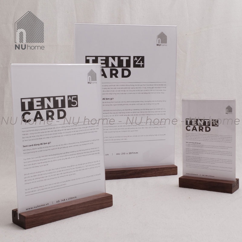 nuhome.vn | Menu mica đế gỗ - Tent card , stendee để bàn được thiết kế đơn giản mộc mạc và đẹp mắt