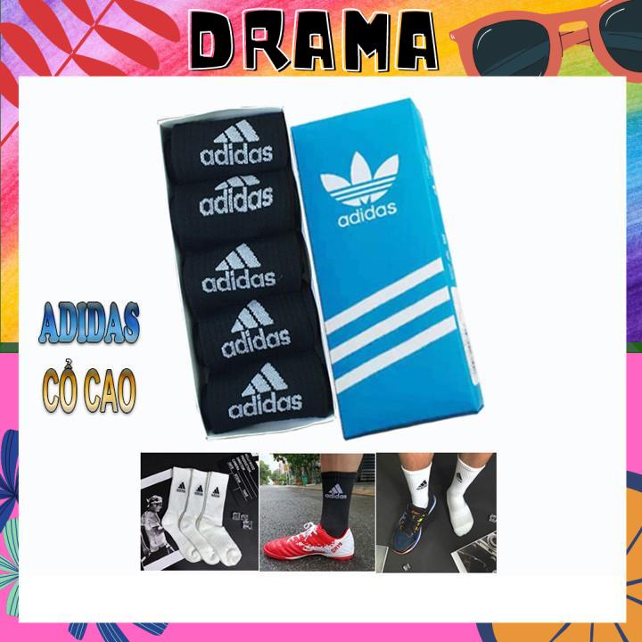 Tất nam cổ cao, Tất nữ, Vớ thể thao [Hộp 5 đôi Adidat] Cotton dệt kim hàng dày xuất dư, hộp quà tặng PHỤ KIỆN DRAMA 005