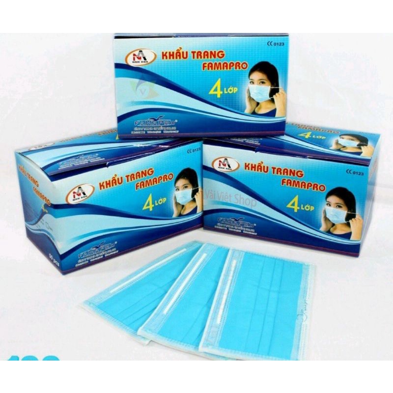 [Chính Hãng] Hộp 50 cái Khẩu trang y tế Famapro 4 lớp Xanh - Nam Anh Cô Gái | BigBuy360 - bigbuy360.vn