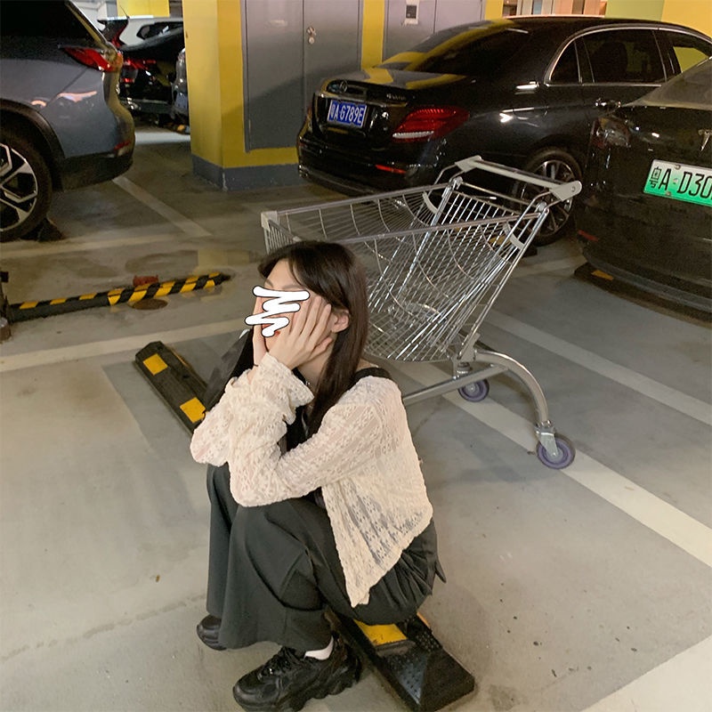 Áo Khoác Cardigan Chống Nắng Dáng Ngắn Tay Dài Phối Ren Rỗng Phong Cách Cổ Tích Thời Trang Mùa Hè Mới