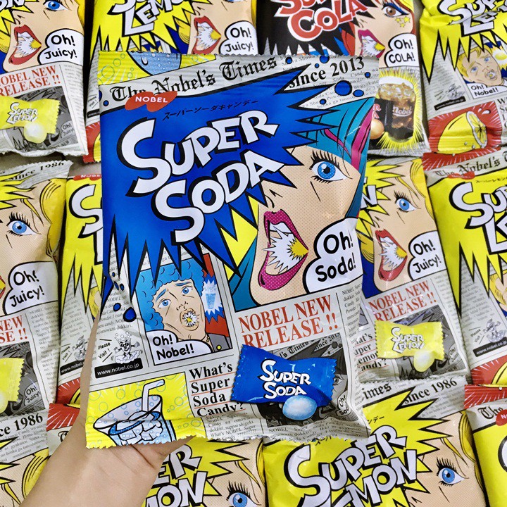 [HOT ĐỦ 3 VỊ] Kẹo siêu chua SUPER COLA /LEMON/COLA/ SUPER CANDY - Nhật Bản