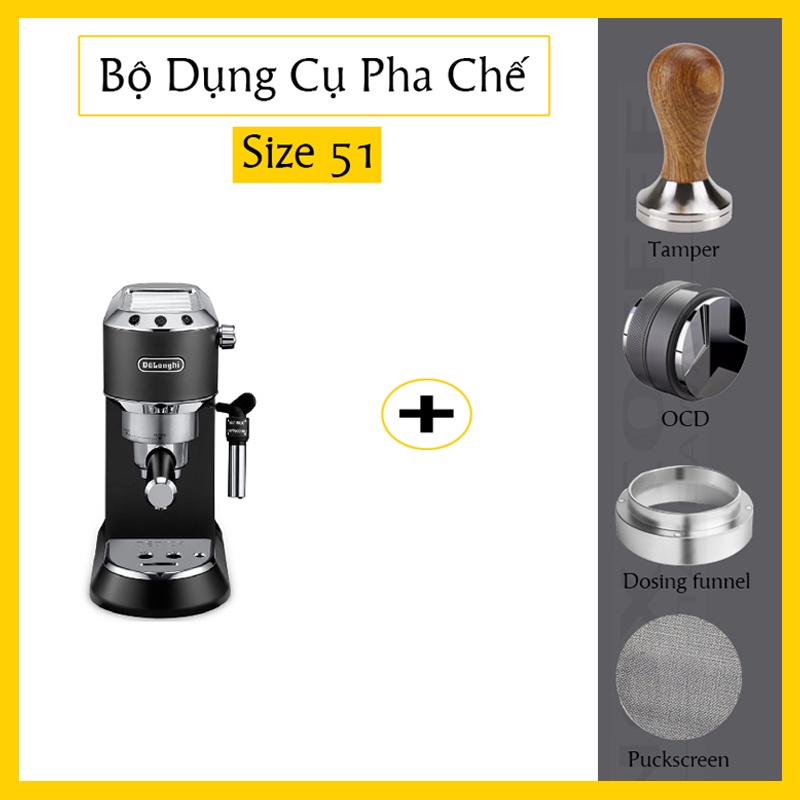 Bộ Dụng Cụ Pha Chế Size 51 | Phù Hợp Máy Delonghi / dongling / baicui / aca / mofei / Blitzwoif / Mr coffee / Zamboo