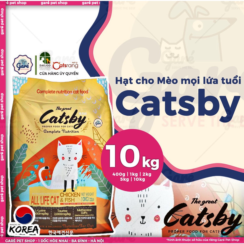 10kg - Hạt Catsby dành cho mèo con mèo trưởng thành mọi độ tuổi nhập khẩu Hàn Quốc bao lớn 10kg tiết kiệm