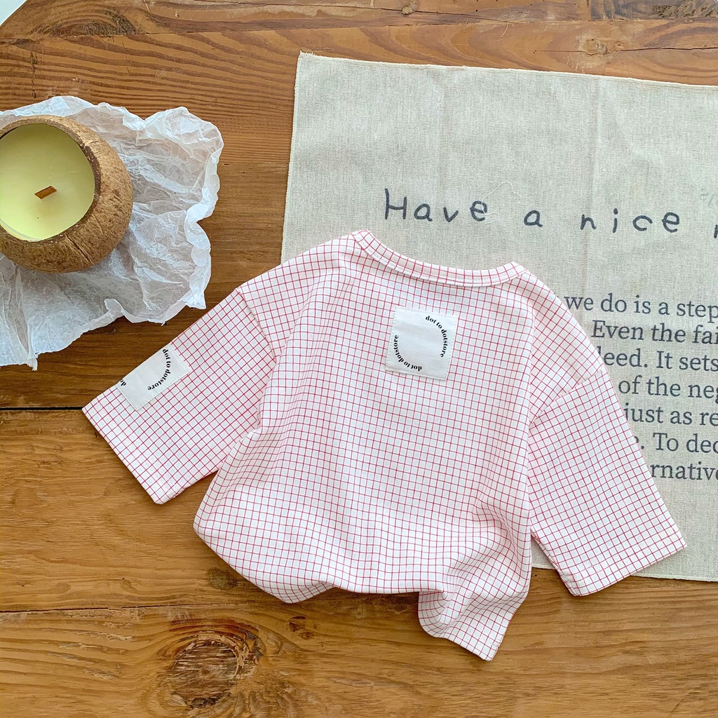 Áo Sơ Mi Tay Dài Sọc Ca Rô Vải Cotton Thời Trang Thu Đông Xinh Xắn Dành Cho Bé 3-36 Tháng Tuổi