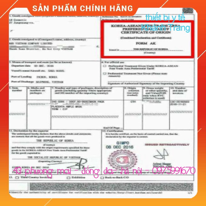 (Gía Sỉ ) (hàng có sẵn) Liệu trình 5 hộp mặt nạ nhau thai cừu Hàn Quốc