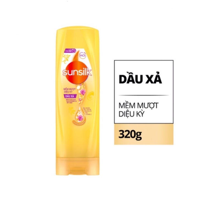 Dầu xả Sunsilk 320g giúp tóc mềm mượt, không lo bết dính với dưỡng chất thiên nhiên