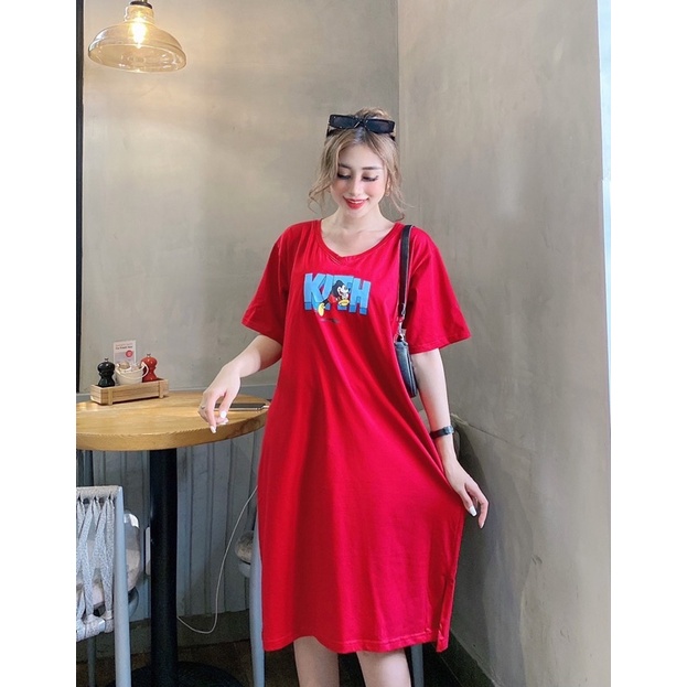 Đầm THUN THÁI form rộng-xẻ tà