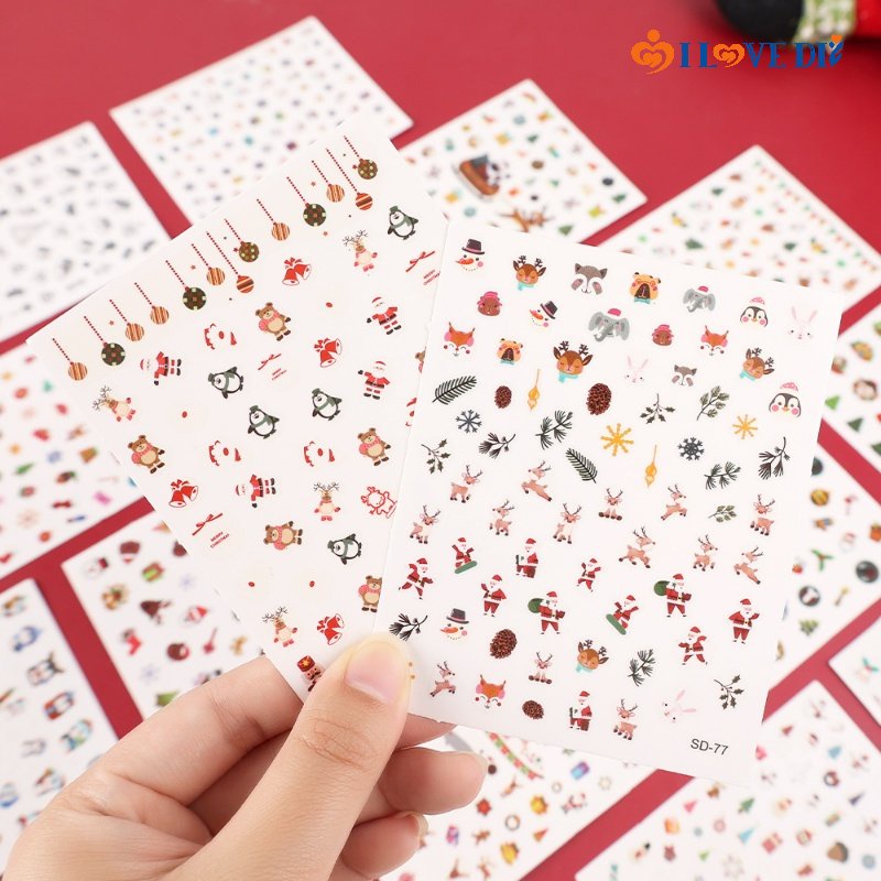 Nhãn Dán Móng Tay Họa Tiết Giáng Sinh / Hoa Tuyết / Ngôi Sao Nhiều Màu Tùy Chọn Cho Nữ