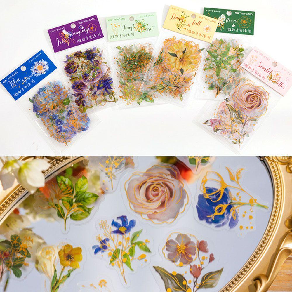 Set 30 Miếng Dán Hoa Nhiều Màu Sắc Dùng Trang Trí Sổ Tay Nhật Ký