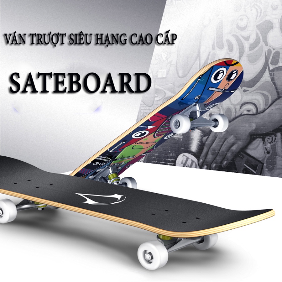 Ván Trượt Cỡ Lớn Mặt Nhám SakeBoard Dài 80cm Bánh Cao Su,Trục Kim Loại Chịu Lực 120kg