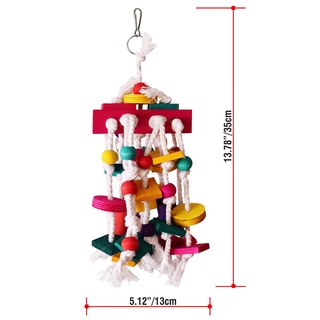 ♥ Ready Bird Parrot Wood Building Blocks Bite String Hanging Cage Swing Chewing Toy