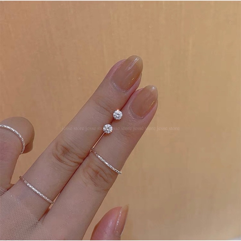 1 Khuyên tai y tế-Khuyên Thép không gỉ - Titanium KHÔNG GÂY NGỨA TAI hình hột đá