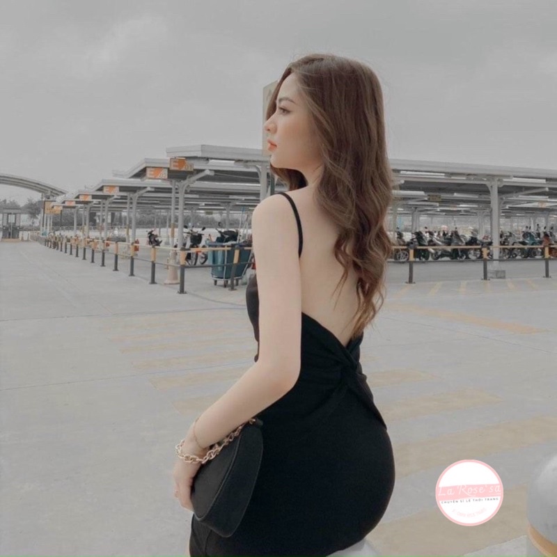Đầm Body 2 Dây Hở Lưng, Đầm Body 2S Xoắn Hở Lưng
