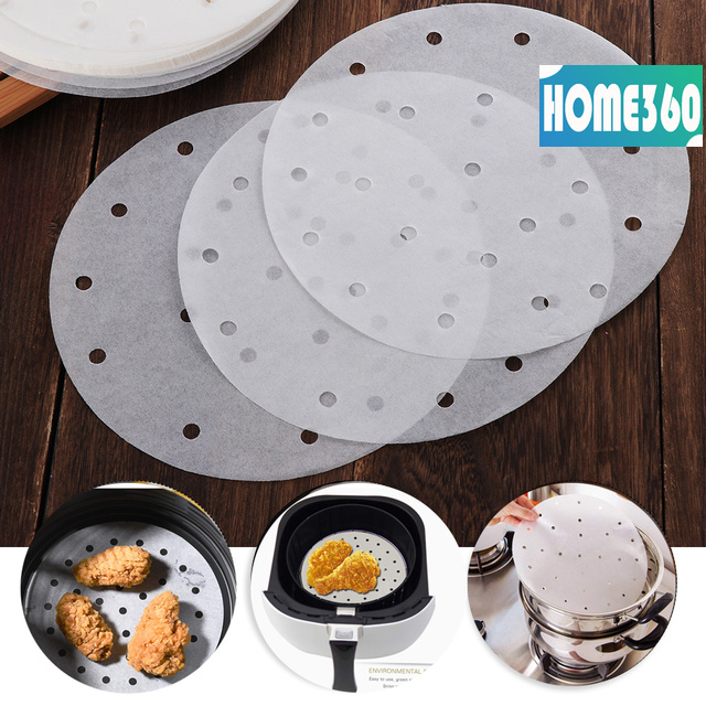 Set 100 miếng giấy lót nồi chiên không dầu hình tròn bằng bột gỗ thực phẩm chống dính tiện  giấy nướng