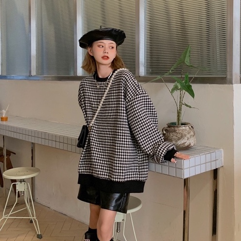 Áo len nữ dài tay cổ tròn thời trang Hàn