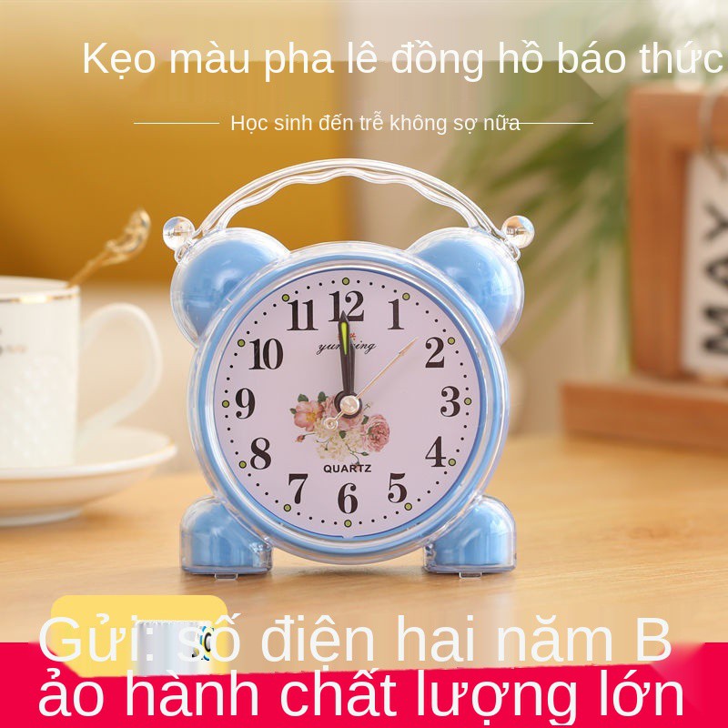 đồng hồ báo thức đầu giường học sinh pha lê đơn giản hoạt hình trẻ em đa chức năng nhỏ trường trung cơ sở lớn