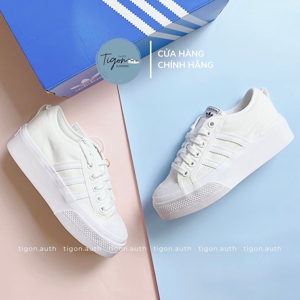 Giày Thể Thao Trắng Adidas Chính Hãng,  Giày Thể Thao Nữ Adida Nizza Platform