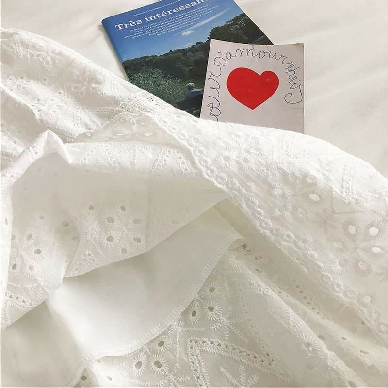 Chân váy trắng xô thêu 2 lớp 69cm cho nữ♥️Thời Trang Elisa♥️