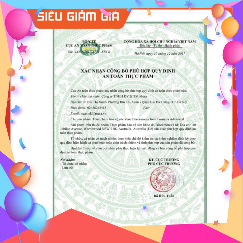 GIẢM GIÁ 50% Viên Uống Blackmores Joint Formula Advanced Hỗ Trợ Điều Trị Thoái Hóa Xương Khớp (Hộp 60 Viên) GIẢM GIÁ 50%