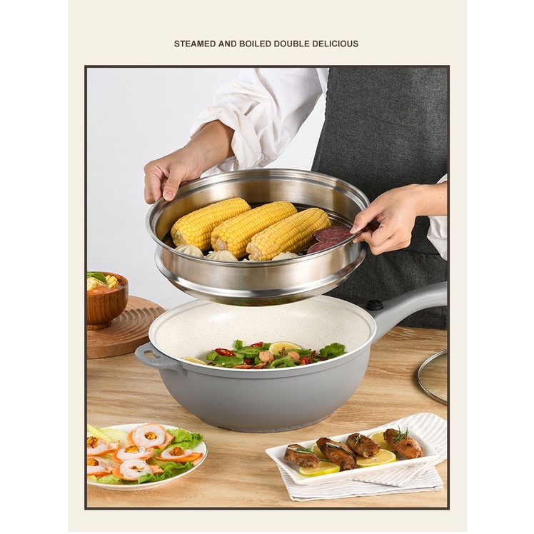 Chảo Điện Cầm Tay Đường Kính Mặt Chảo 32CM Cỡ Lớn Điều Chỉnh Nhiều Chế Độ - Chảo Đa Năng Hàng Mới 2022