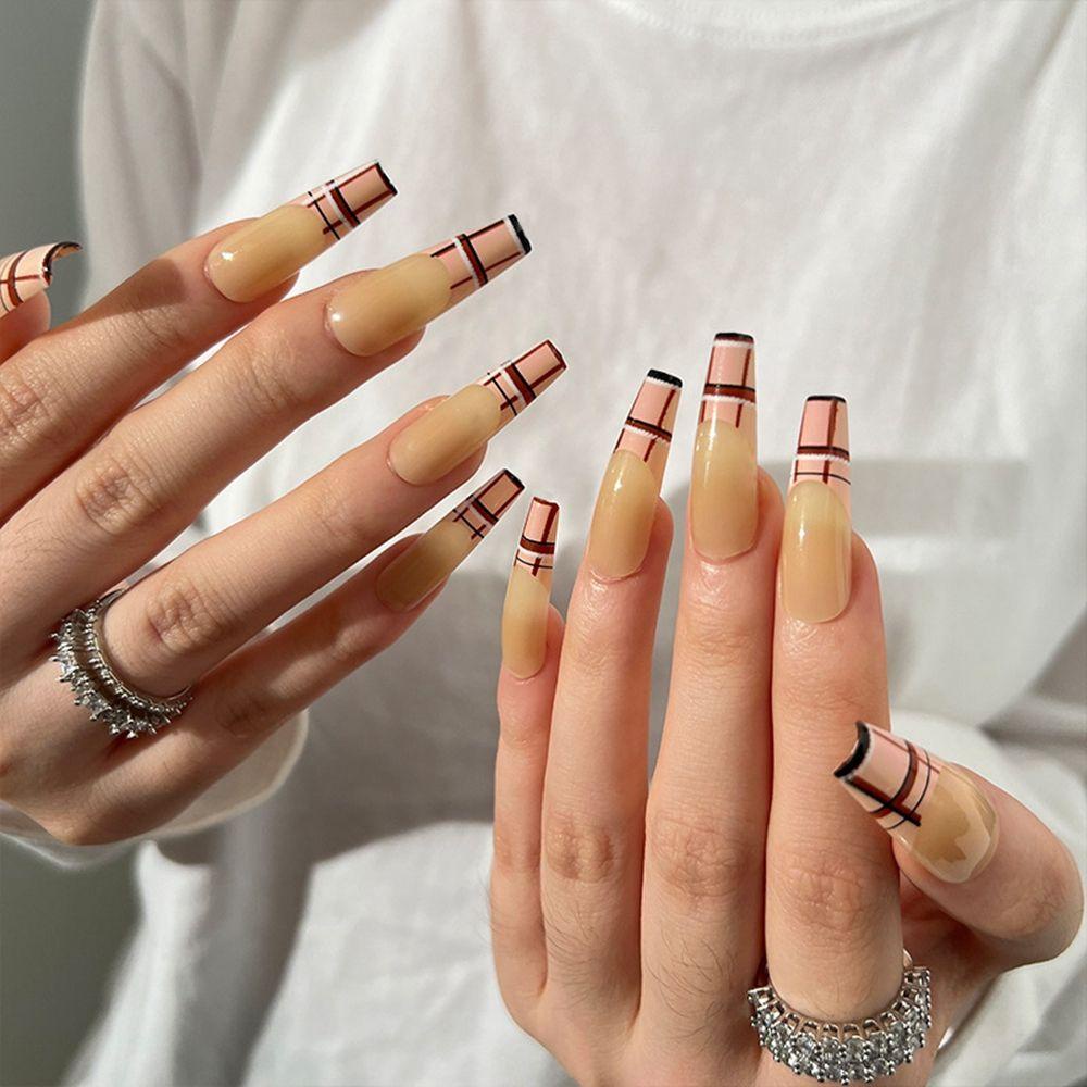 MIHAN1 Hộp 24 Móng Tay Giả Đính Đá Trang Trí Nghệ Thuật