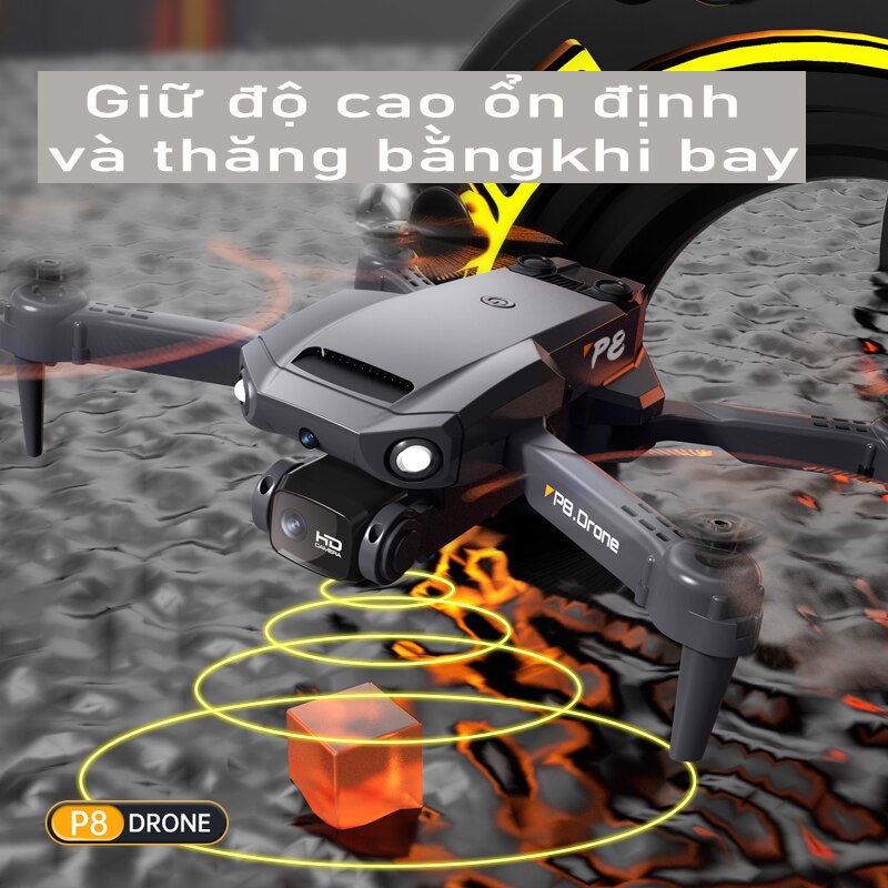 Flycam Máy bay điều khiển từ xa P8 - Pro Camera 4K HD kết nối wifi qua Smart phone, trang bị cảm biến va chạm 4 chiều
