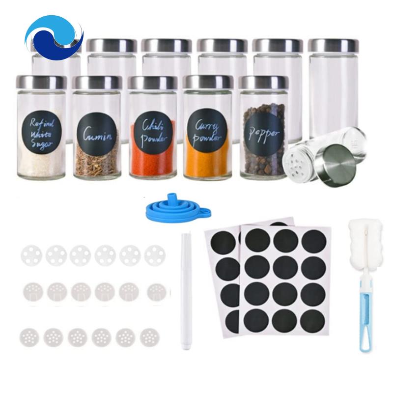 Set 12 Lọ Đựng Gia Vị Bằng Kính Có Nắp Đậy Cao Cấp