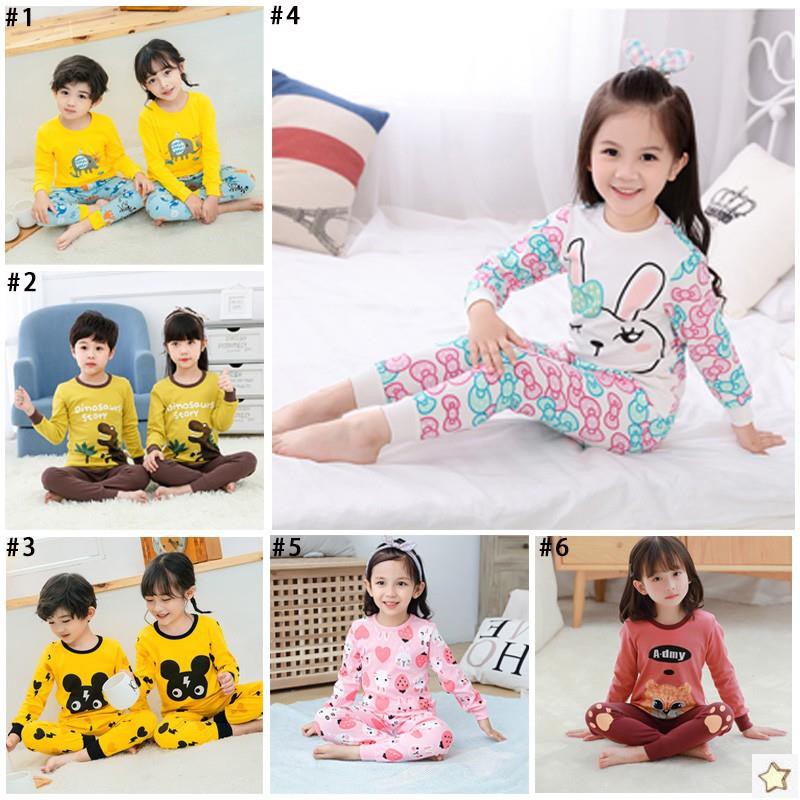 Bộ Đồ Ngủ 2 Món Vải Cotton Ấm Áp Thời Trang Mùa Thu Cho Bé