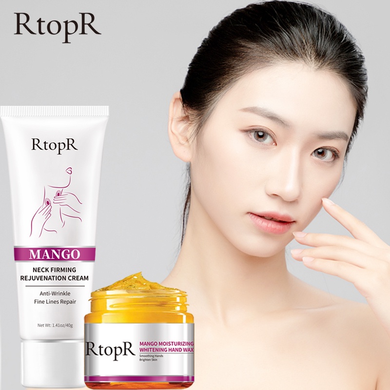 RtopR Combo dưỡng ẩm xoài：Sáp làm trắng da tay 50g + Kem làm săn chắc cổ 40g