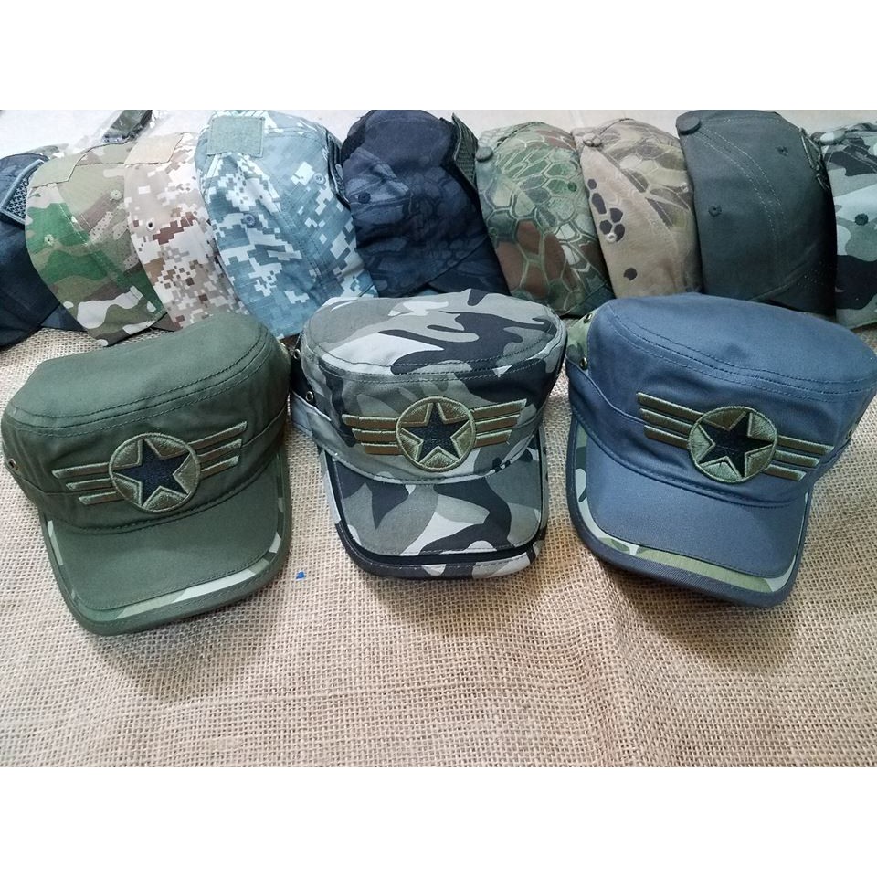 Nón kết mũ lưỡi trai đầu vuông hình ngôi sao rằn ri camouflage hoạt tiết rằn ri phong cách quân đội Mỹ