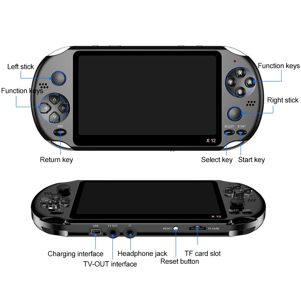 Máy Chơi Game Cầm Tay X12 5.1 Inch Psp Fc Gba Nes Tích Hợp 10000 Trò Chơi